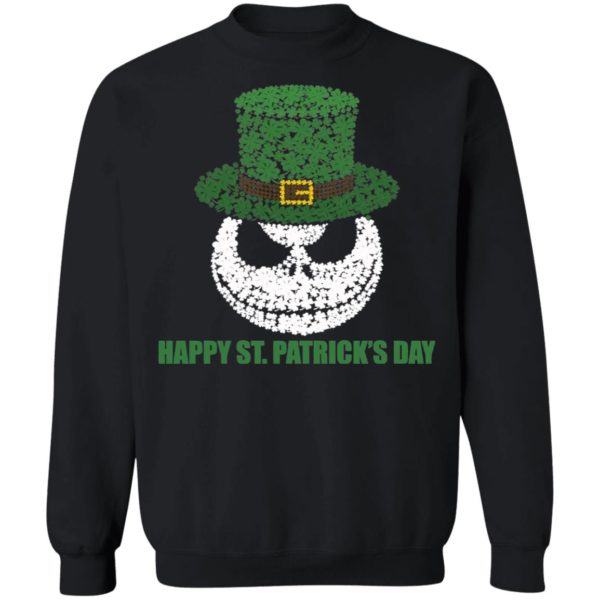 Skellington Head Irish Four-Leaf Clover Nightmare Before Christmas Happy St Patrick’s Day Shirt