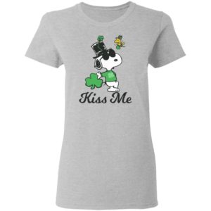 Leprechaun Woodstock Kiss Me Snoopy St Patricks Day Shirt