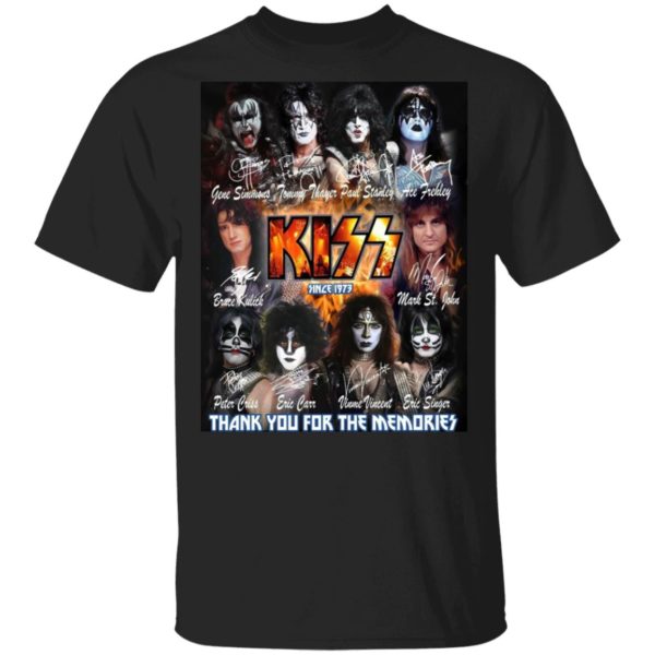 Characters Kiss Since 1973 Signatures Thank You For The Memories Shirt