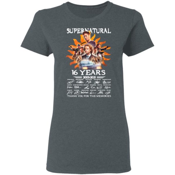 Supernatural 16 Years 2005 2021 Signatures Thank You For The Memories Shirt