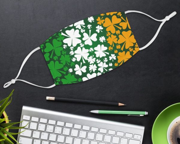Three Leaf Shamrock Pattern Happy St. Patrick’s Day Face Mask