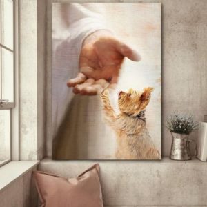 Yorkshire Terrier jesus hand god lovers Poster Canvas