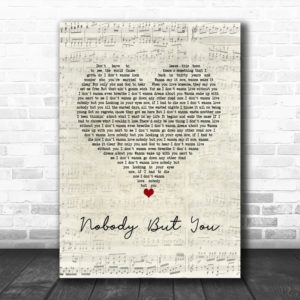 Blake Shelton Nobody But You Script Heart Song Lyric Wall Art Poster Canvas