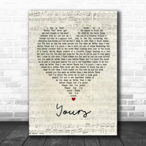 Russell Dickerson Yours Script Heart Quote Song Lyric Poster Canvas