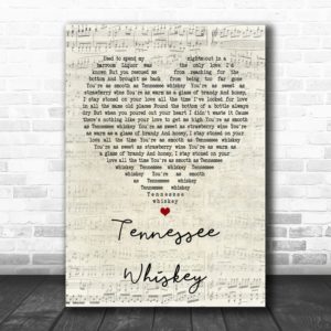 Chris Stapleton Tennessee Whiskey Script Heart Song Lyric Quote Poster Canvas