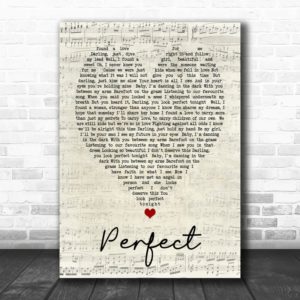 Perfect Ed Sheeran Script Heart Quote Song Lyric Poster Canvas