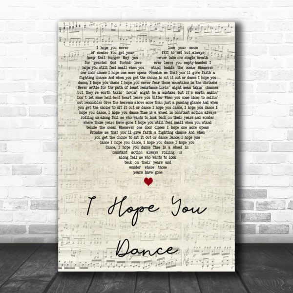 Lee Ann Womack I Hope You Dance Script Heart Song Lyric Quote Poster Canvas