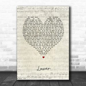 Taylor Swift Lover Script Heart Song Lyric Music Poster Canvas