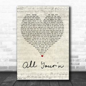 Tyler Childers All Yourn Script Heart Song Lyric Quote Poster Canvas