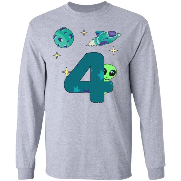 Spaceship Planet And Baby Alien Boys 4th Birthday Shirt