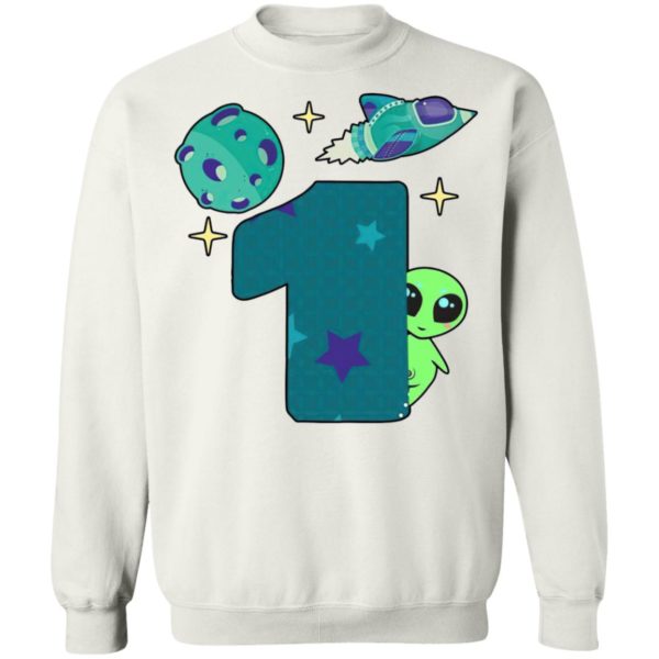 Spaceship Planet And Baby Alien Boys 1st Birthday Shirt