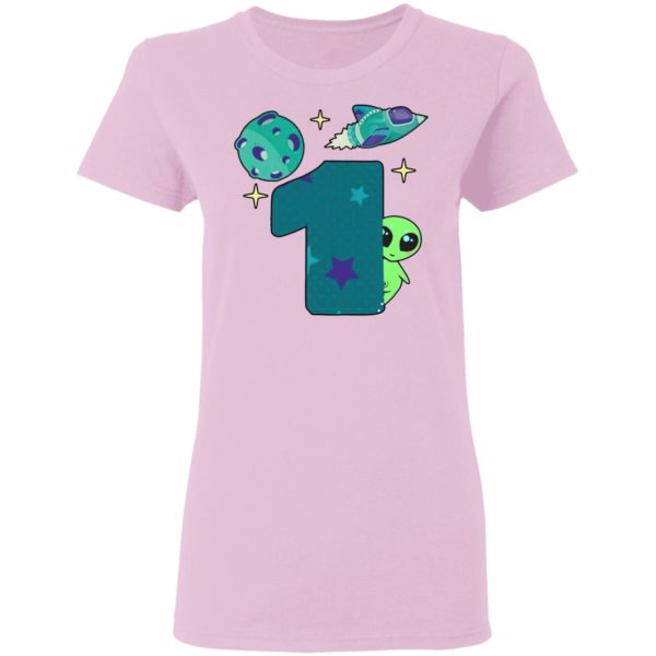 Spaceship Planet And Baby Alien Boys 1st Birthday Shirt