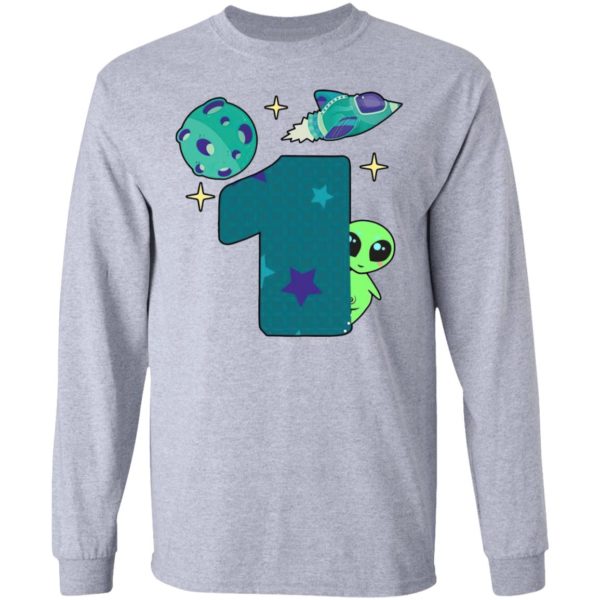 Spaceship Planet And Baby Alien Boys 1st Birthday Shirt