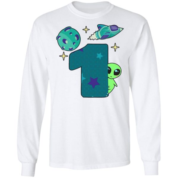 Spaceship Planet And Baby Alien Boys 1st Birthday Shirt