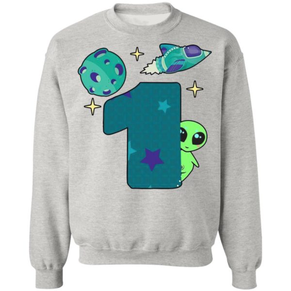 Spaceship Planet And Baby Alien Boys 1st Birthday Shirt