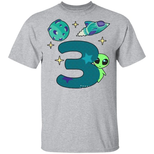 Spaceship planet and Baby Alien Boys 3rd birthday shirt