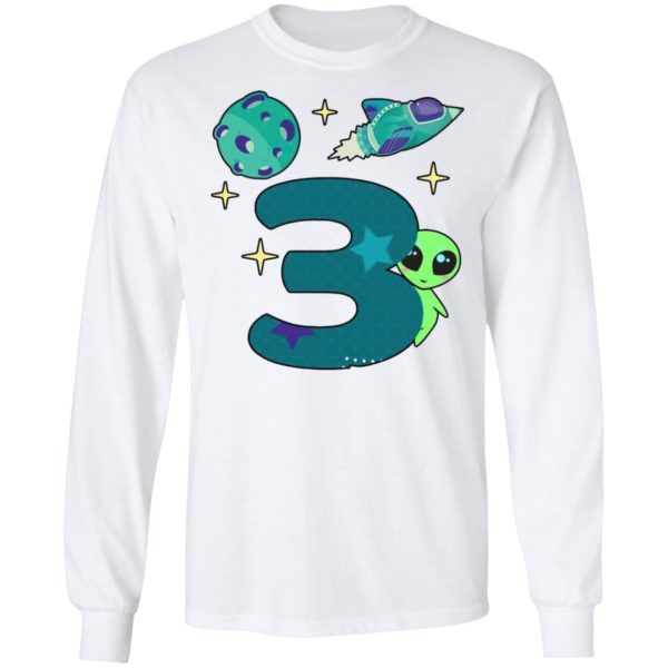 Spaceship planet and Baby Alien Boys 3rd birthday shirt