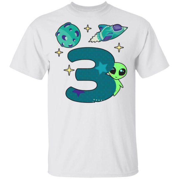 Spaceship planet and Baby Alien Boys 3rd birthday shirt