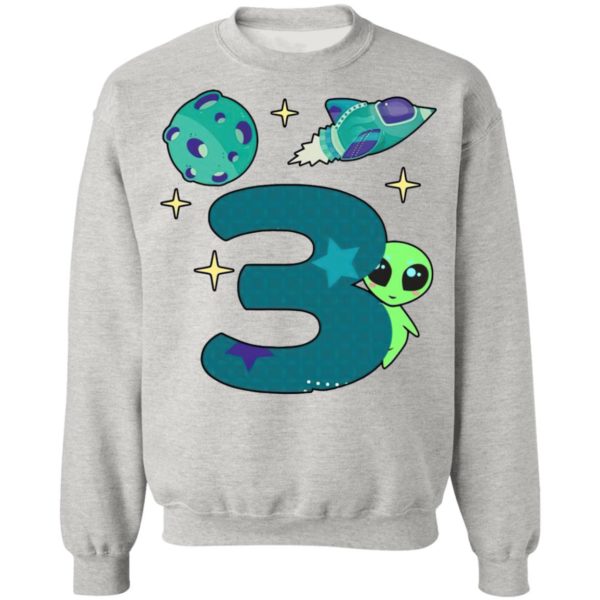 Spaceship planet and Baby Alien Boys 3rd birthday shirt