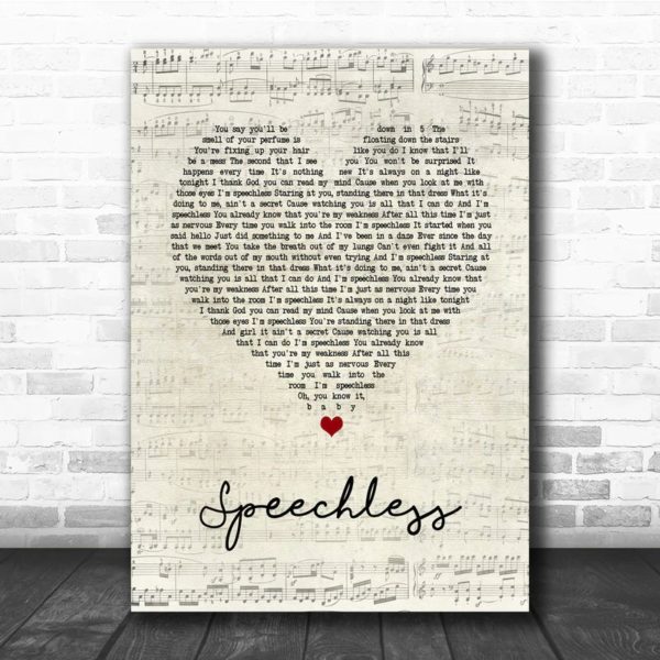 Dan  Shay Speechless Script Heart Song Lyric Quote Poster Canvas