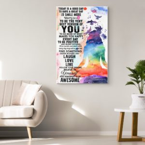 Yoga Girl Meditation Girl Today is a Good Day Motivational Watercolor Art Poster Canvas