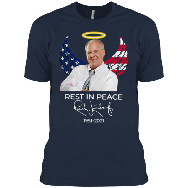 Rush Limbaugh Angel American flag rest in peace 1951-2021 signatures shirt