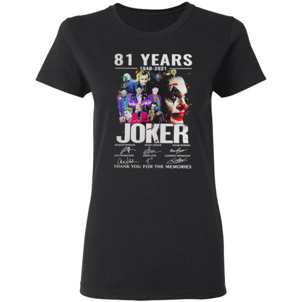 81 years 1940-2021 Joker thank you for the memories signatures shirt