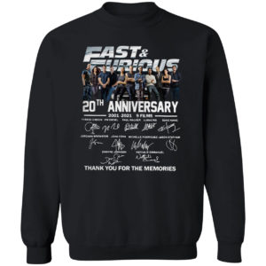 Fast and furious 9 films thank you for the memories signatures shirt