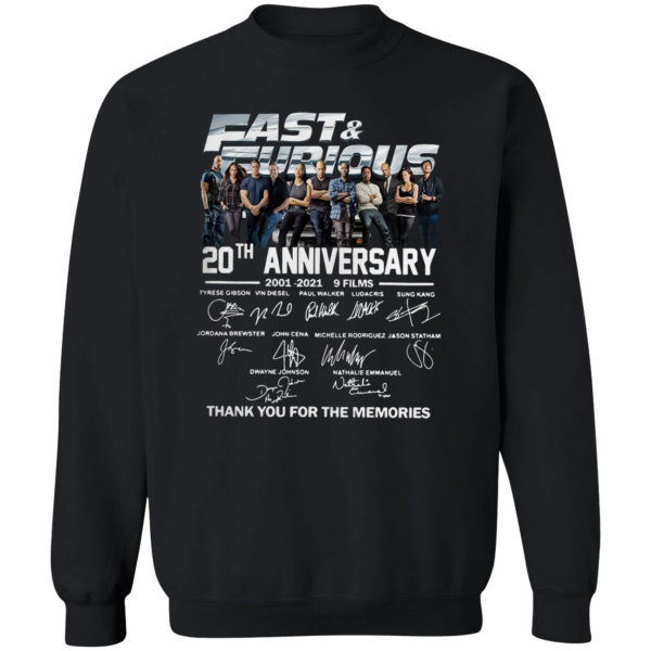 Fast and furious 9 films thank you for the memories signatures shirt