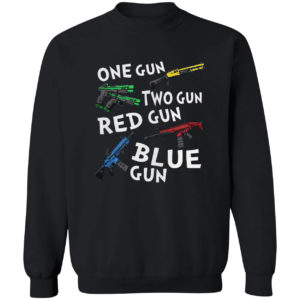 One gun two gun red gun blue gun shirt