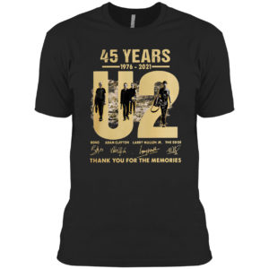 45 years 1976-2021 U2 Bono Adam Clayton thank you signatures shirt