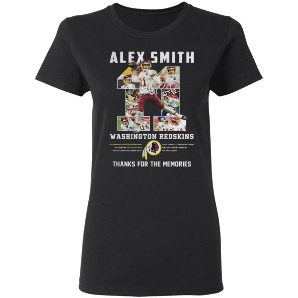 Alex Smith 11 Washington Redskins thanks for the memories signatures shirt