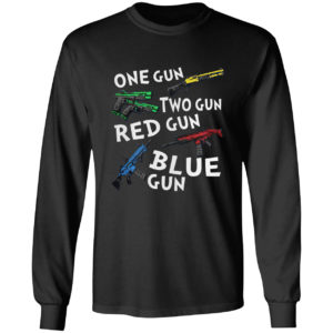 One gun two gun red gun blue gun shirt