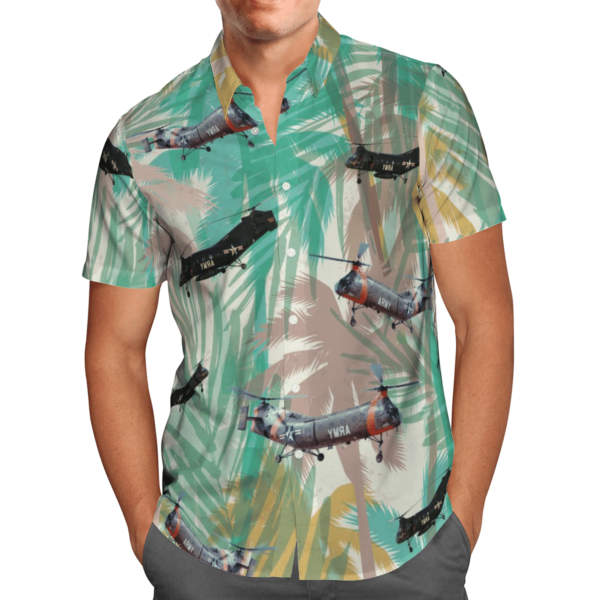 Piasecki H-21 Helicopter Hawaiian Beach Shirt, Shorts