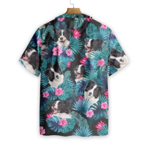 Tropical Border Collie Mens Hawaiian Print Shirts