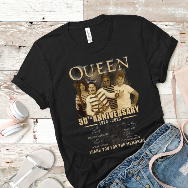 Queen 50th T-Shirt Anniversary 1970 2020 Thank You For Memories Member Signatures