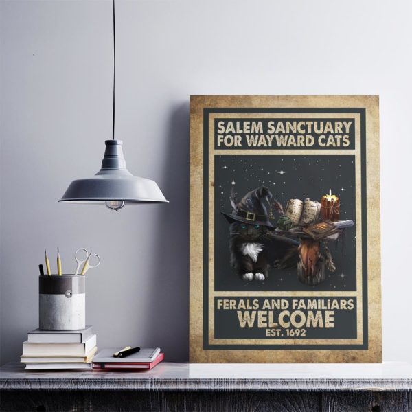 Cat Halloween Salem Sanctuary For Wayward Witch Canvas, Poster