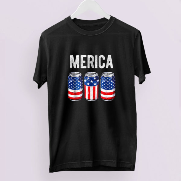 Beer American Flag 4th of July Merica USA Drinking Shirt