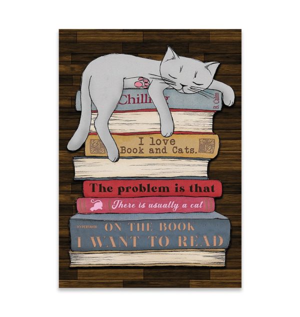 I Love Book and Cat Canvas, Poster