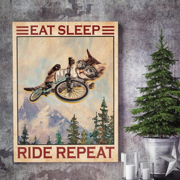 Cat Eat Sleep Ride Repeat Canvas, Poster
