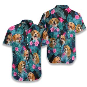 Tropical Beagle Hawaiian Floral Print Shirts