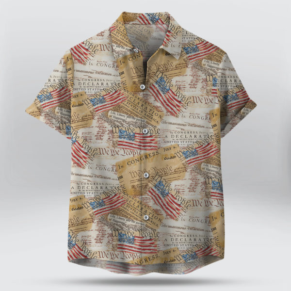 Timeless Treasures We The People Declaration Of Independence 4th of July Button Up Shirt