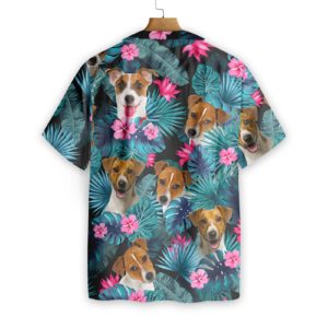 Tropical Jack Russell Terrier Mens Hawaiian Print Shirts