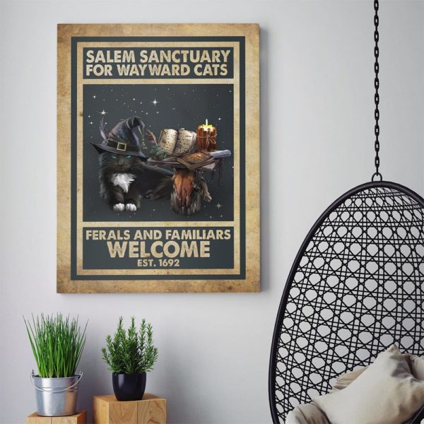 Cat Halloween Salem Sanctuary For Wayward Witch Canvas, Poster