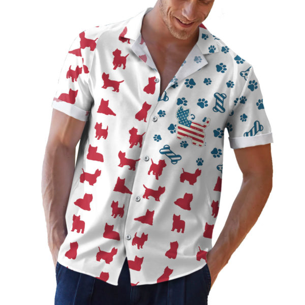 West Highland White Terrier American Flag 4th of July Hawaiian shirt