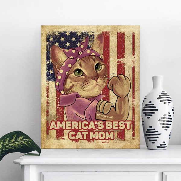 America Best Cat Mom Canvas, Poster