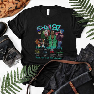 Gorillaz 23Rd Anniversary 1998-2021 Signatures Thank You For The Memories Shirt