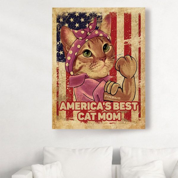 America Best Cat Mom Canvas, Poster