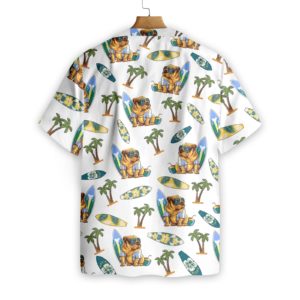 Bulldog Surf And Palm Hawaiian Floral Print Shirts