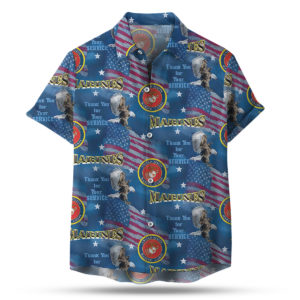 Thank You for your Service Military Flags Marines 4th of July Hawaiian Shirt